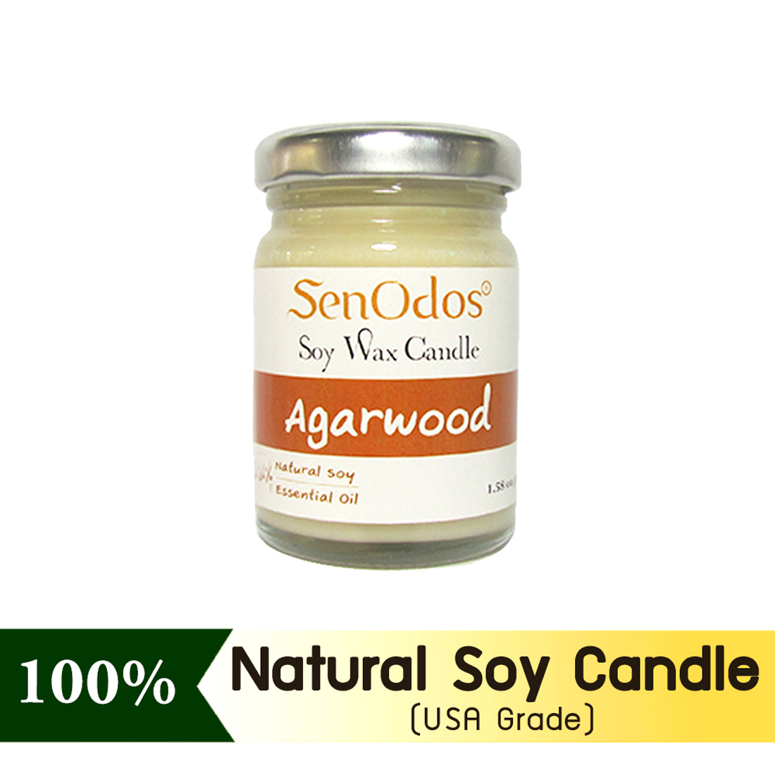 SenOdos เทียนหอมไขถั่วเหลือง กลิ่นไม้หอมกฤษณา ขนาด 45g Agarwood Soy Candle 