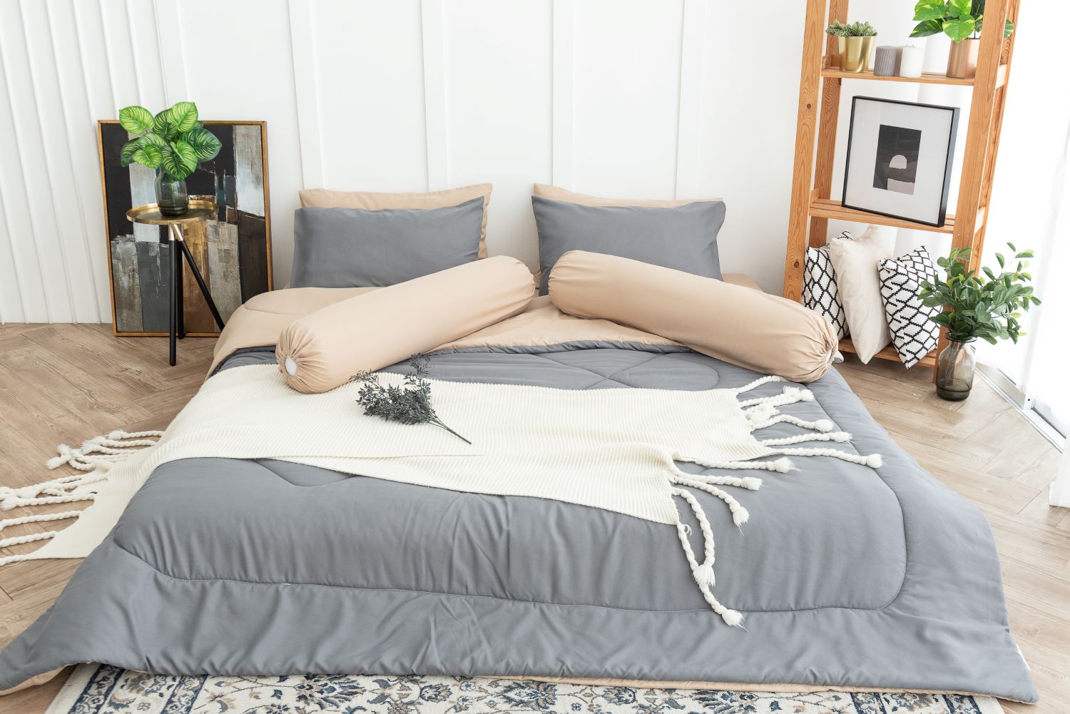 SANTA BEDDING SET 5 ฟุต สี น้ำตาล - น้ำตาล/เทา01