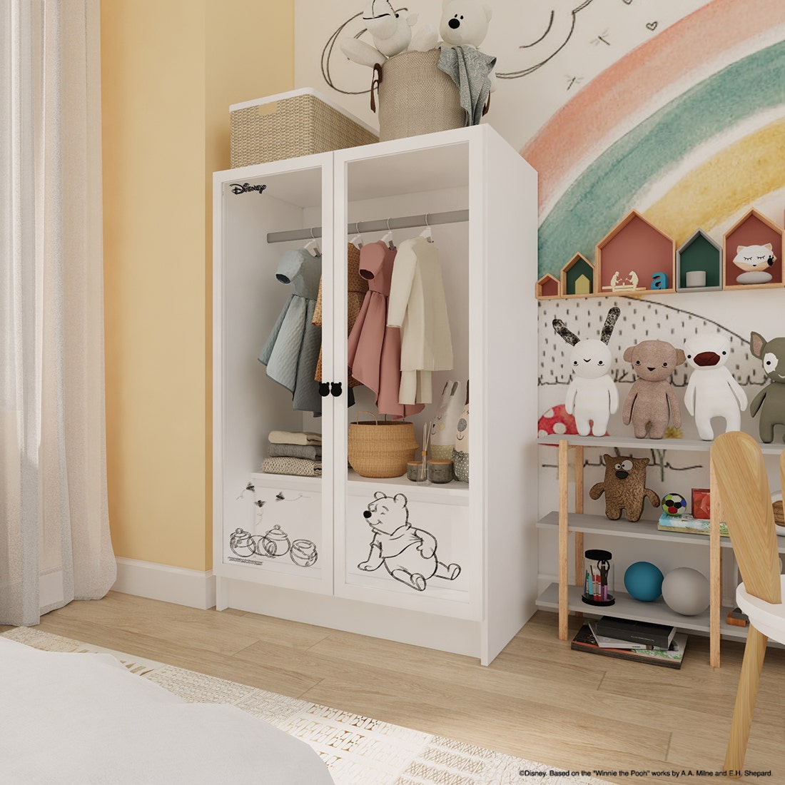ตู้ผ้าบานเปิด Disney รุ่น POOH 80 cm. สีขาว