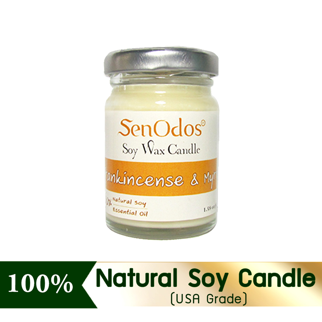 SenOdos เทียนหอมไขถั่วเหลือง กลิ่นกำยาน&มดยอบ ขนาด 45 กรัม