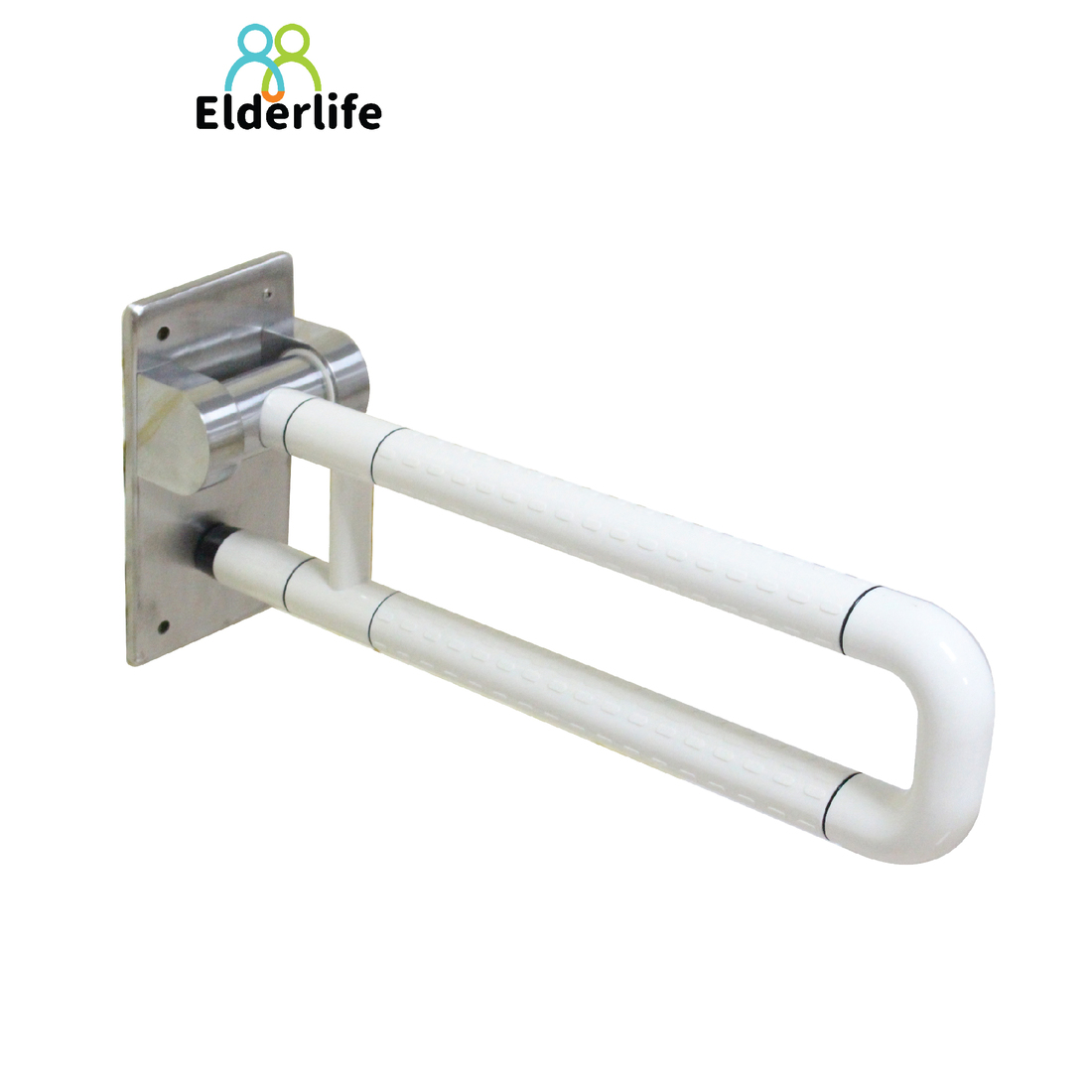Elderlife ราวจับผู้สูงอายุ ราวจับกันลื่น รูปทรงตัว U พับขึ้นได้ สีขาว BH-014 05