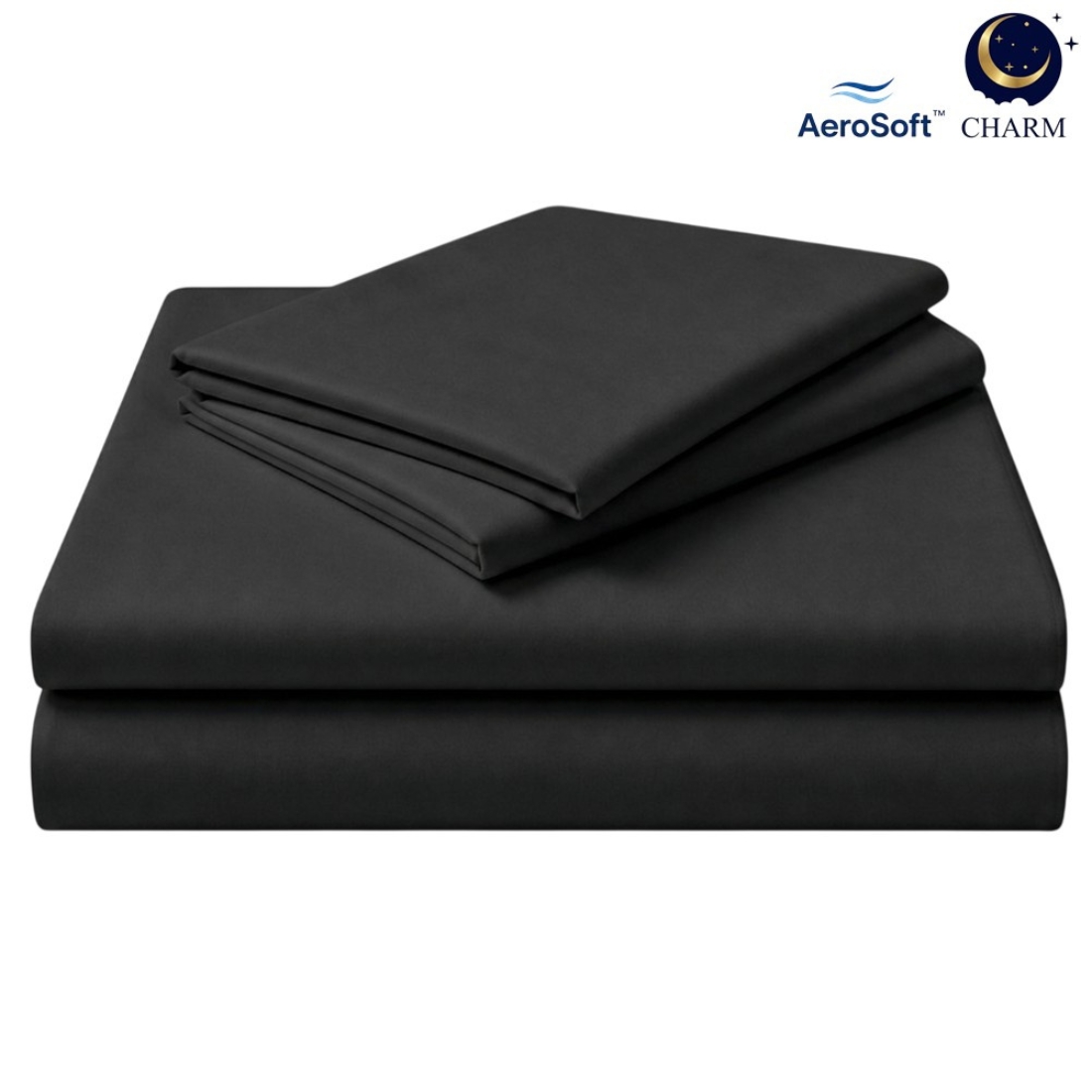 CHARM ชุดผ้าปูที่นอน ESSENTIALS สี JET BLACK 5 ฟุต 3 ชิ้น-1