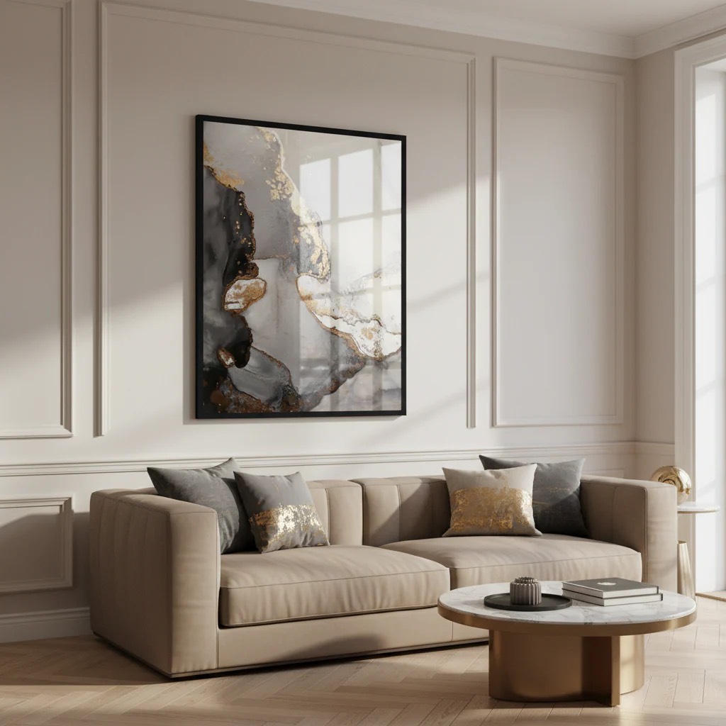 Pennello รูปแต่งบ้านพร้อมกรอบ Luxury abstract-1