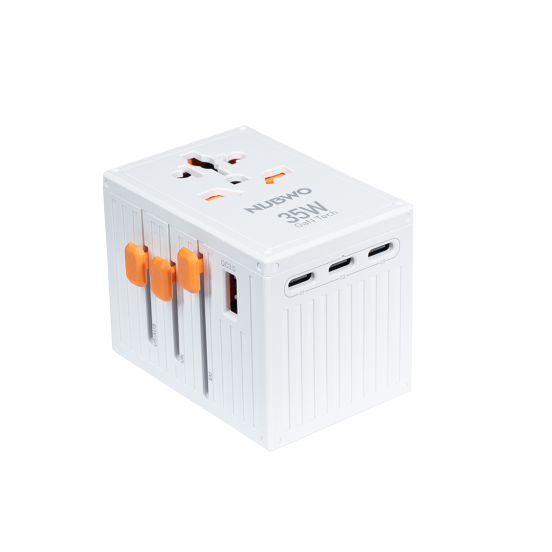 [ส่งฟรีทั่วประเทศ] NUBWO หัวแปลงปลั๊กไฟต่างประเทศ Universal Travel Adapter รุ่น NA04 White