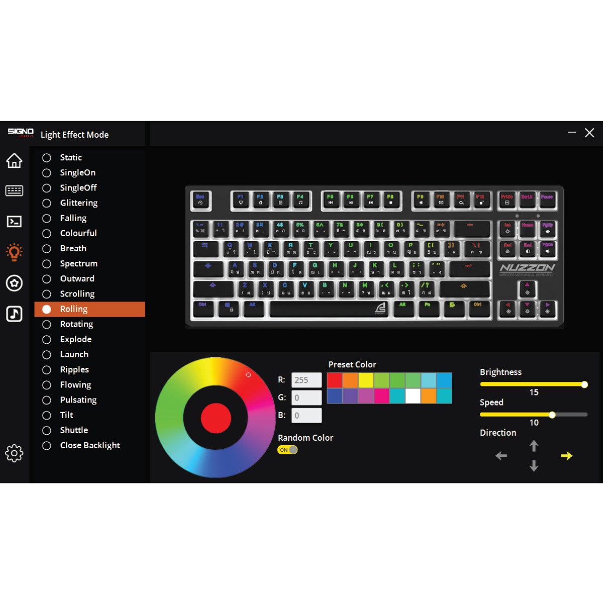 คีย์บอร์ดเกมมิ่ง SIGNO NUZZON KB-751BLK B สีดำ (Optical Blue Switch)