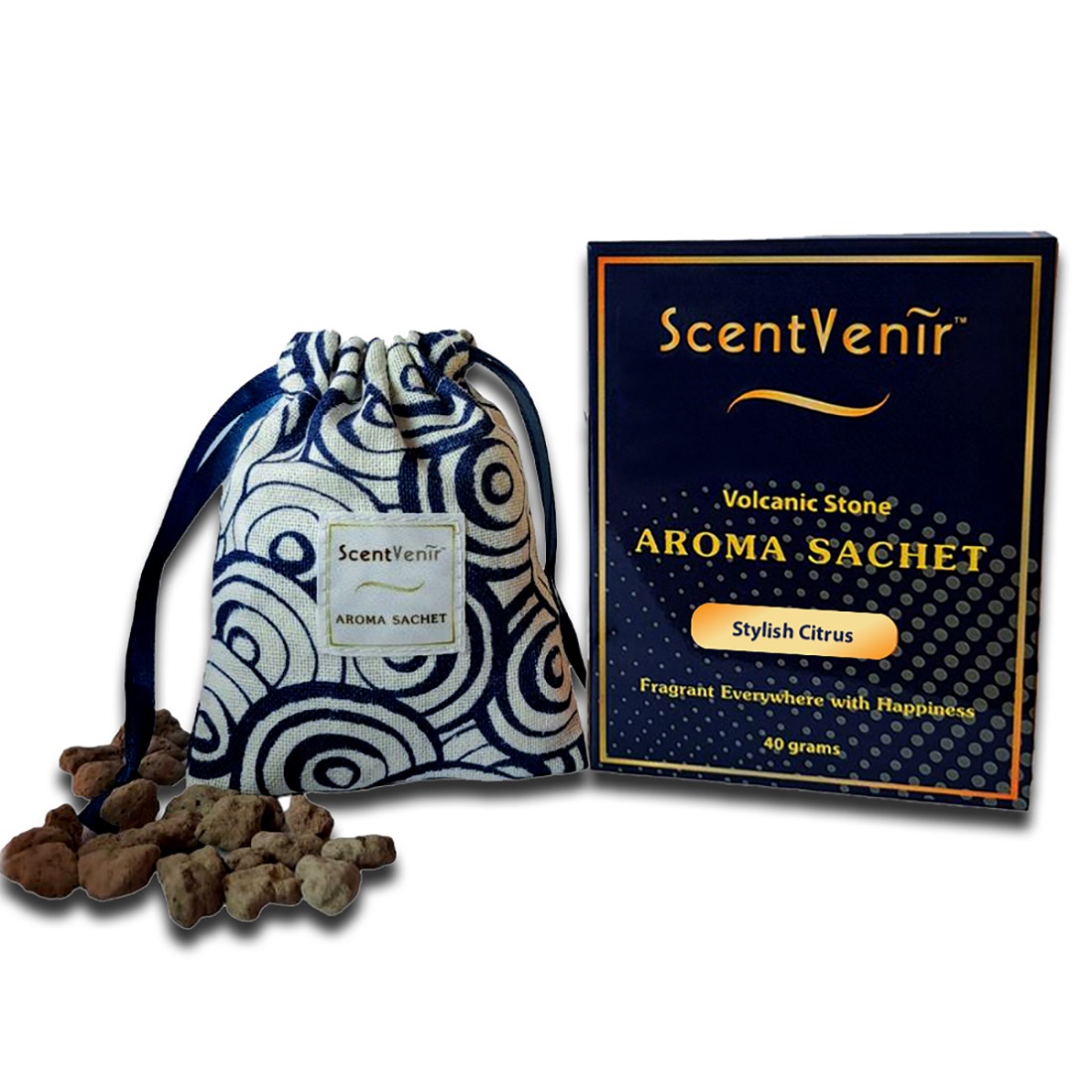 ScentVenir ถุงหอมอโรม่า กลิ่น สไตล์ลิสต์ ซิตรัส (Stylish Citrus) หินหอมอโรม่า จาก หินภูเขาไฟ 40g