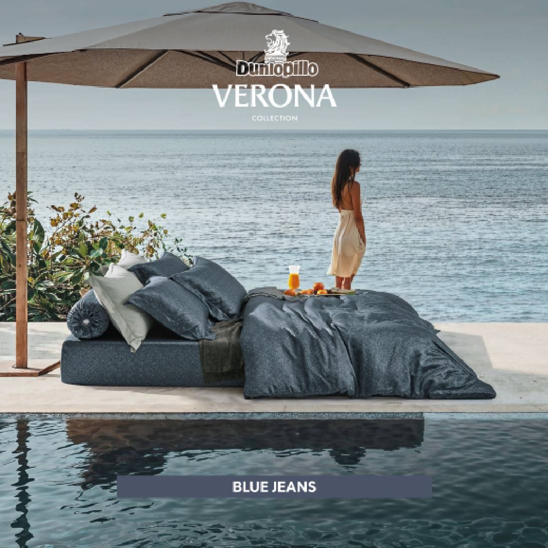 ชุดผ้าปู Dunlopillo 6 ฟุต 5 ชิ้น (ไม่รวมนวม) VERONA VRN-06 (BLUE JEANS)