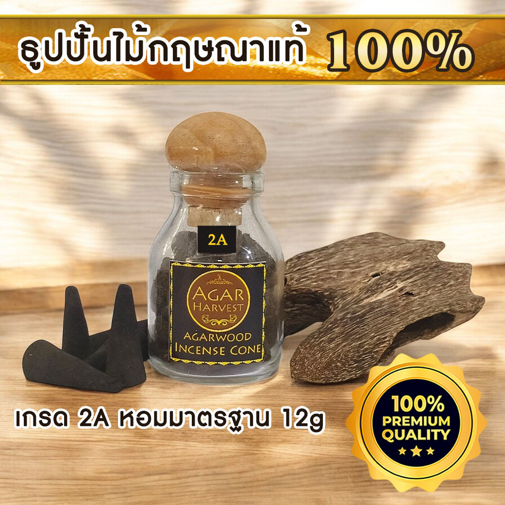 AgarHarvest Agarwood Incense Cone ธูปปั้นไม้กฤษณา ไม้หอมแท้ (2A) 12g