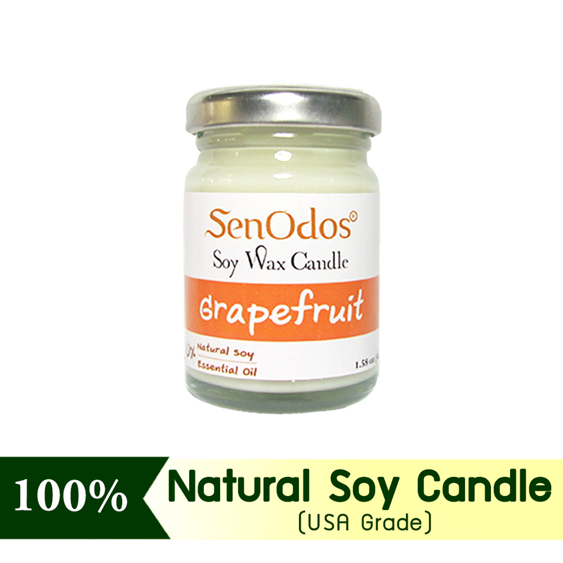 SenOdos เทียนหอมไขถั่วเหลือง กลิ่นเกรปฟรุต ขนาด 45g. Grapefruit Soy Candle