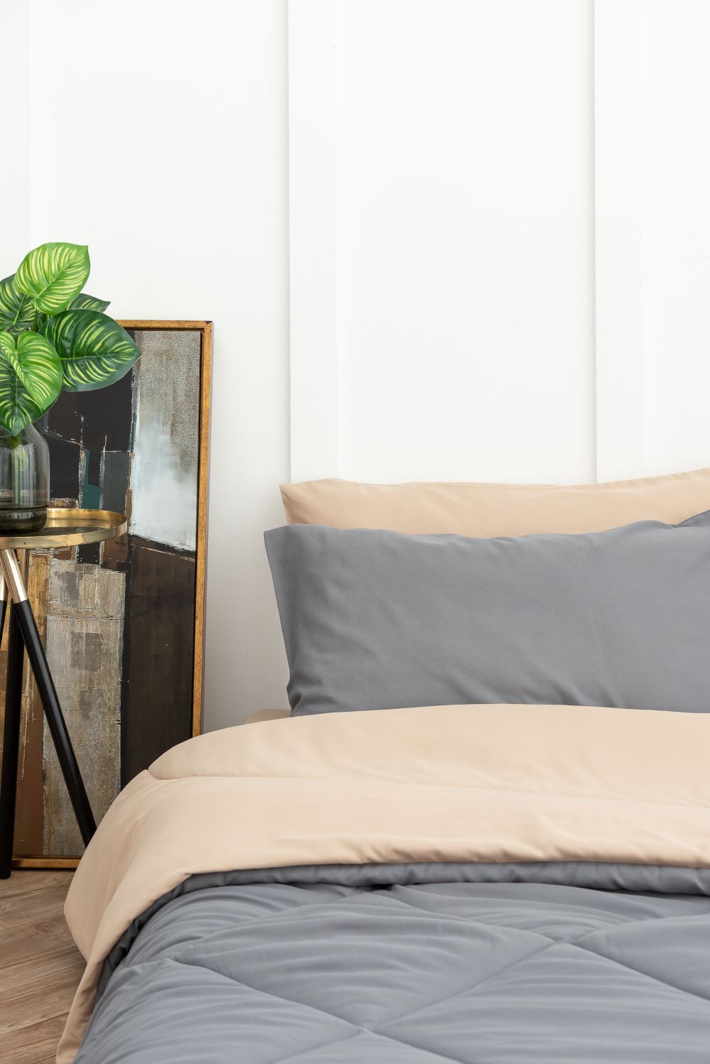 SANTA BEDDING ผ้านวม ขนาด 5 ฟุต สี น้ำตาล/เทา แบบทูโทน