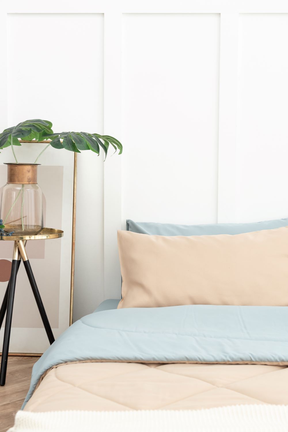 SANTA BEDDING ผ้านวม ขนาด 5 ฟุต สี ฟ้า /ครีม แบบทูโทน