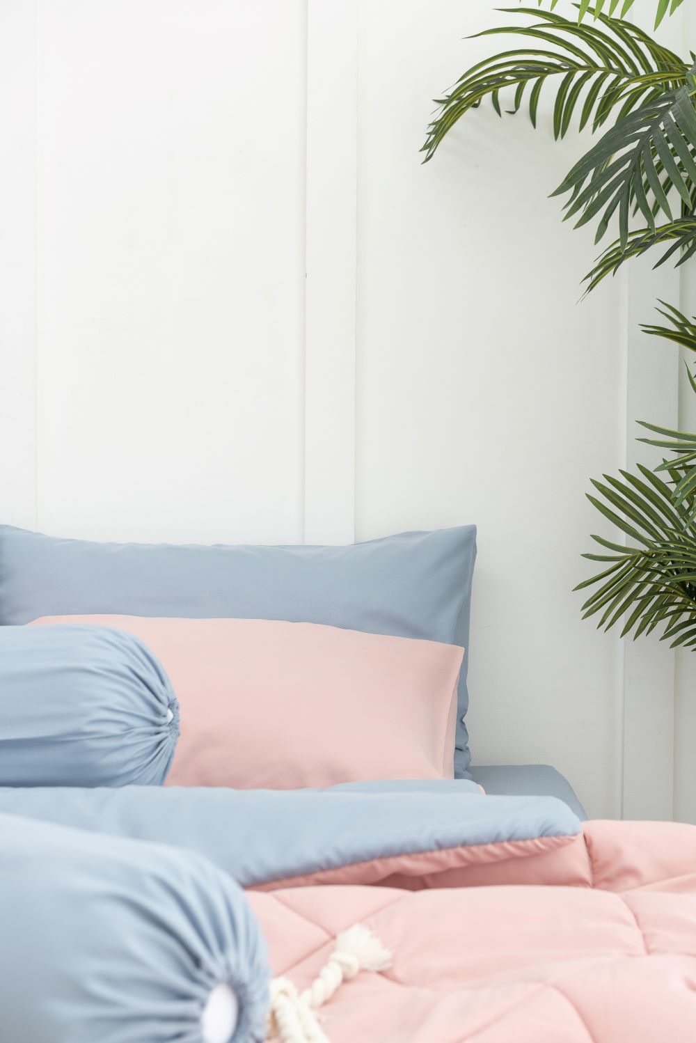 SANTA BEDDING ผ้านวม ขนาด 6 ฟุต สี ฟ้า/ชมพู 01 แบบทูโทน