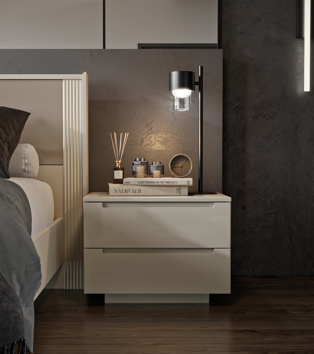 Night Table Wenly 60 CM. Grey Color Gray