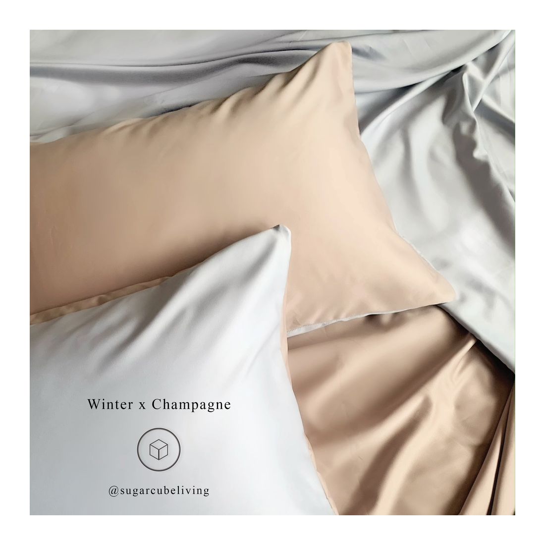 Sugarcubeliving ชุดผ้าปูที่นอน 3 ชิ้น รุ่น Ultrasoft Collection ขนาด 5 ฟุต สี Winter x Champagne