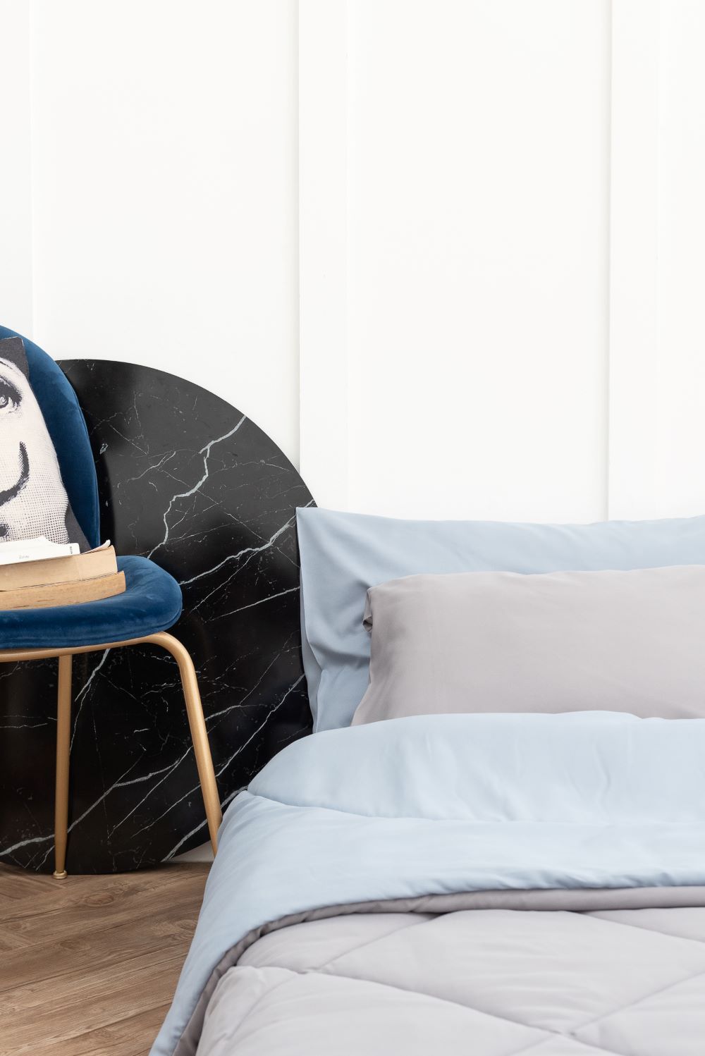 SANTA BEDDING ผ้านวม ขนาด 5 ฟุต สี ฟ้า/เทา 02 แบบทูโทน
