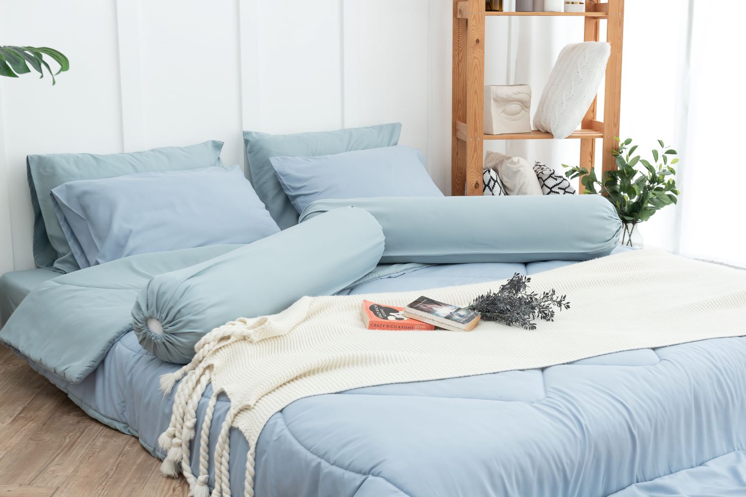 SANTA BEDDING SET ผ้าปู+ผ้าห่มนวม  5 ฟุต สี เขียว - ฟ้า/เขียว 02
